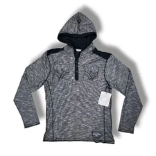 Broken Threads Black/White Lightweight Long Sleeve Hooded Shirt Men's Size L NWT