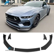 Fits 24-26 Ford Mustang Front Bumper Lip 5PC Spoiler Matte Black Add-On Splitter