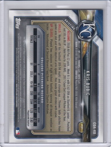 KRIS BUBIC 2018 Bowman Chrome Gold Wave Refractor AUTO #'d 21/50 Rookie Card RC - Picture 2 of 2