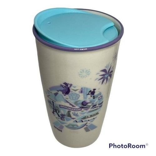 Taza de viaje de cerámica retirada Starbucks Coffee 2019 Disney Epcot tapa vaso nueva con etiquetas - Imagen 2 de 8