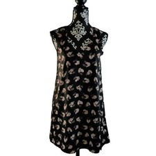 Lulus Floral Sheath Dress Sleeveless V-Neck Zipper Back Black Size Small
