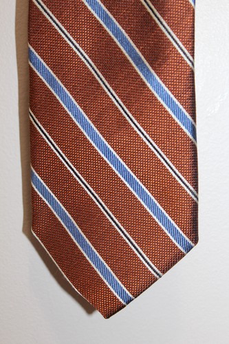 DANIEL CREMIEUX MENS NECKTIE 100% SILK STRIPED COPPER ORANGE & MULTICOLOR - Picture 3 of 5