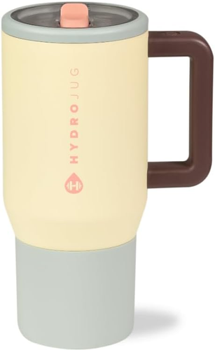 Traveler - 20 Oz Water Bottle with Handle & Flip Straw - Fits in Cup Holder, Lea