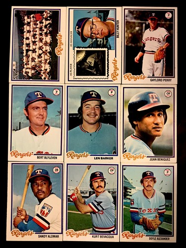 TEXAS RANGERS 1978 TOPPS 29 CARD TEAM SET CON GAYLORD PERRY E BERT BLYLEVEN! - Foto 1 di 3