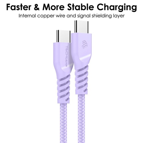 USB Type C to USB C Strong Braided Data & Fast Charger Charging Cable Power Lead - Picture 63 of 73