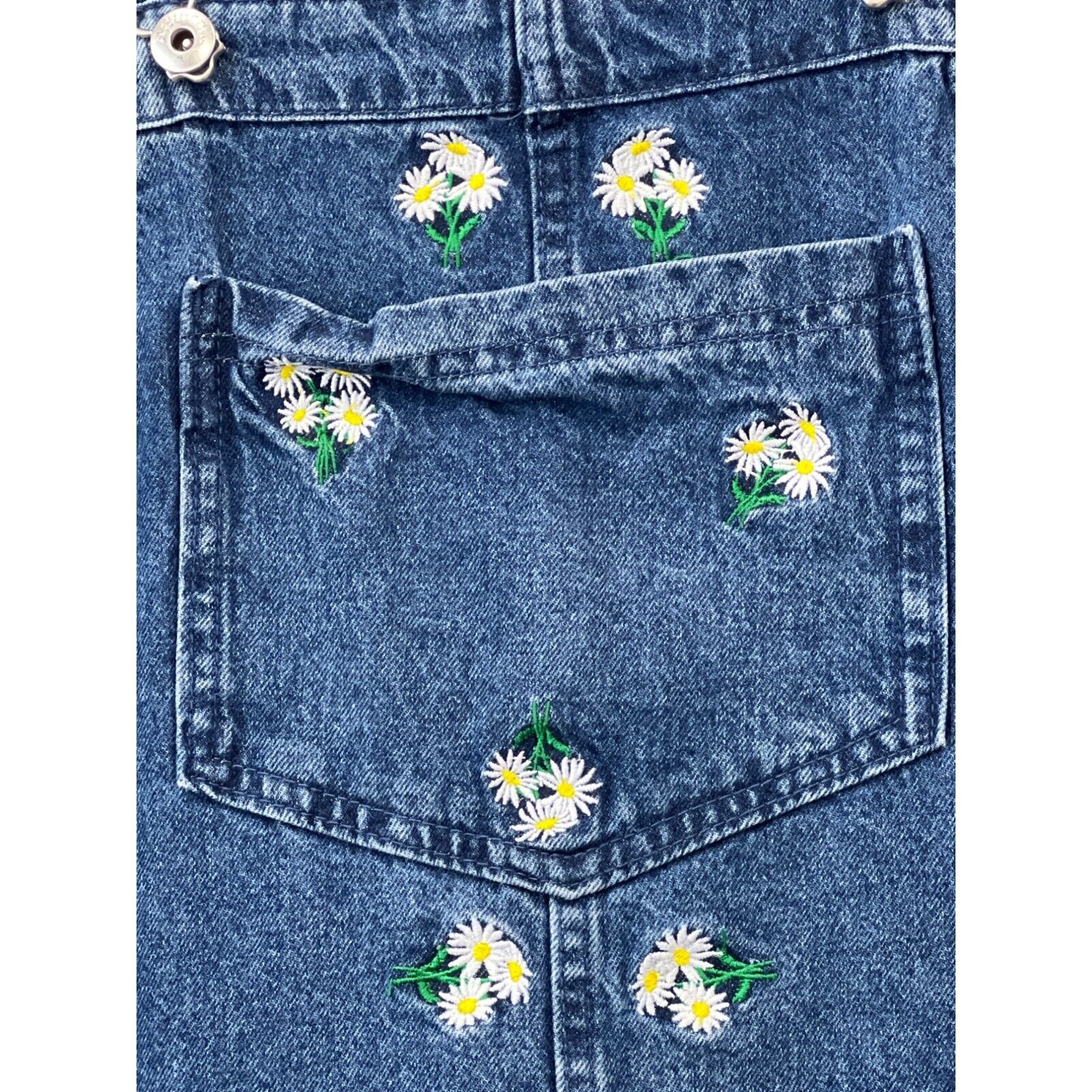 Divided H&M Floral Daisy Embroidered Denim Jumper… - image 2
