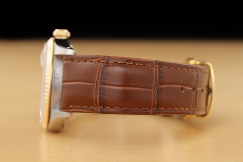 ROLEX MENS DATEJUST 16233 18K GOLD STEEL GREEN DIAL WATCH w/ BROWN LEATHER BAND - Picture 5 of 8