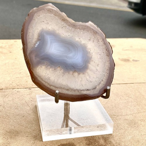 289G Fetta di Agata Naturale Geode Cristallo Lucido Quarzo Gemma Guarigione - Foto 12 di 13
