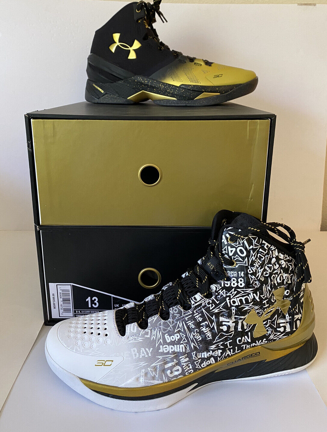 Under Armour Curry Back 2 Back B2B MVP Pack Warriors Championship Size 13 NEW Under Armour Curry Back 2 Back B2B MVP Pack Warriors Championship Size 13 NEW