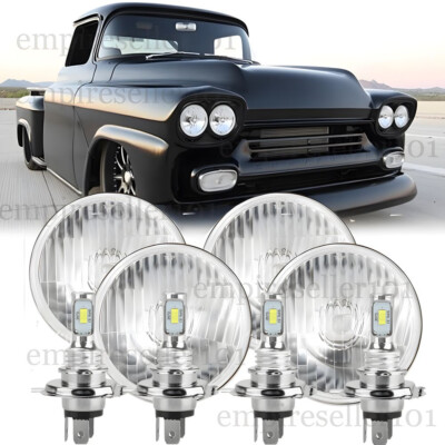 DOT For Chevy 3100 Truck 1958 1959 4pcs 5.75'' Round LED Headlights Hi/Lo Beam