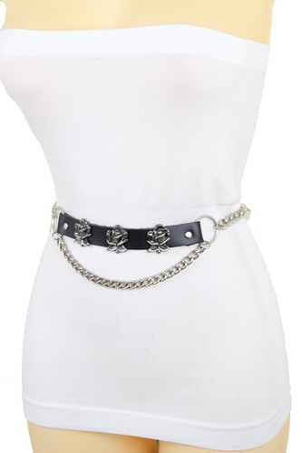 Women Silver Metal Chain Belt Hip High Waist Rose Flower Charms Plus Size XL XXL - 第 12/24 張圖片