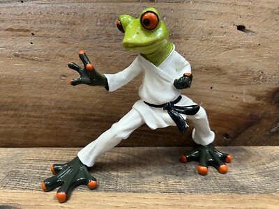 Frog Karate Resin Figurine 6'' x 5''