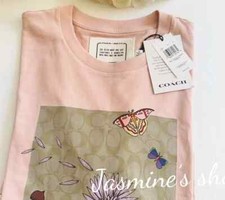 NWT WOMEN'S Coach X Observed By Us Florals Signature Square T Shirt ct627