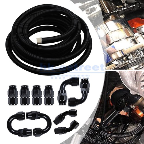 AN12 12AN Black Nylon E85 PTFE Fuel Line 20FT with 10 Fittings Hose Kit 6-Meter - Picture 11 of 19