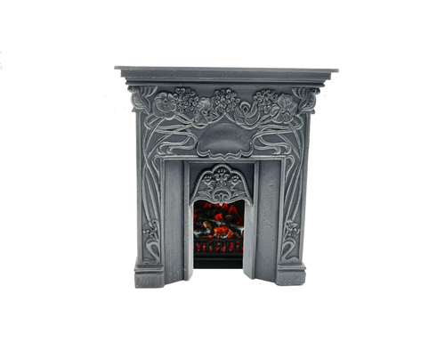 12th scale Dolls House Art Nouveau Fireplace (Light-up Fire) FR290B - 第 1/1 張圖片