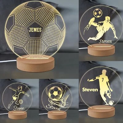HOWSON LONDON Personalised Football Night Light 3D LED Desk Table Lamp Gift for Boys Children
