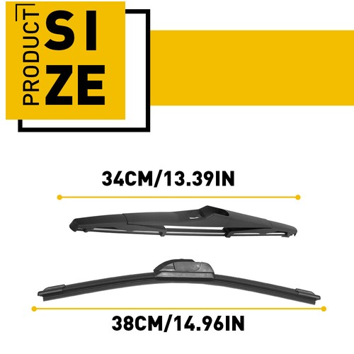 15"/15"/14" Fit for JEEP Wrangler JK 2000-2022 Windshield Wiper Blades Set of 3 - Picture 2 of 10