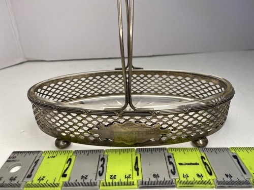 Antigua cesta de tocador de plata esterlina Meridian con inserto de vidrio - Imagen 12 de 12