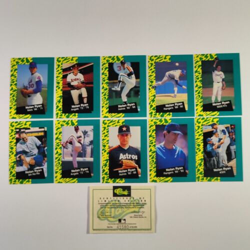 Juego completo Nolan Ryan 1992 clásico (10 cartas) SP/50000 con certificado de autenticidad - Imagen 2 de 4