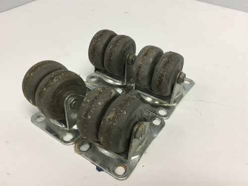 Lot of 4 Casters, Plate Dimensions: 3.625" x 2.5", Wheel Dimensions: 1-7/8" x 1" - Picture 1 of 3