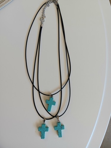 Turquoise crosses, handmade, 18" necklace, adjustable, (3) - Picture 4 of 4