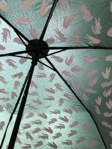 Lacoste Folding Umbrella with Case Novelty Crocodile Pattern Green USED/MINT - Picture 3 of 9