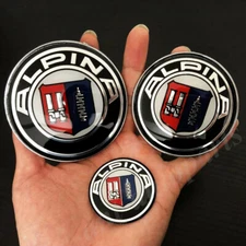 3pcs Alpina Logo Hood Trunk Steering Wheel Center Cap Emblem Badge Decal Sticker