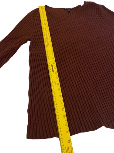 Eileen Fisher Wollpullover gerippt Gr. Large 3/4 Arm Farbe rostrot weinrot - Bild 5 von 8