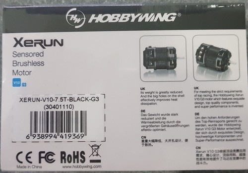 HOBBYWING XERUN SENSORED V10 G3 BRUSHLESS MODIFIED.RACE MOTOR 7.5T - Foto 2 di 3