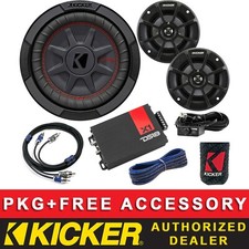 KICKER CWRT104 PS44 MOTORCYCLE/ATV/UTV WEATHERPROOF SUBWOOFER SPEAKERS MONO AMP