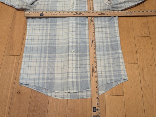 Jack Spade Shirt Sz Medium M Ivory Blue Plaid New York Mens Linen Blend - Picture 6 of 7