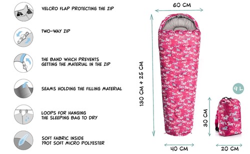 SLEEPING BAG with Backpack Mummy Camping Kids Children Outdoor Garden Warm YMER - Picture 5 of 29