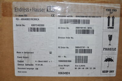 ENDRESS HAUSER PROLINE T-MASS 1 651-40AA0BD1RCBBCA THERMAL MASS FLOW METER