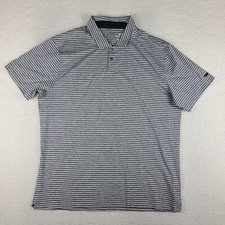 Nike Polo Shirt Mens XL Black Gray Striped Dri Fit Performance Short Sleeve