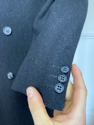 HARRODS (42R) Pure Wool Chesterfield Double Breasted Overcoat Coat Jacket Long - Imagen 4 de 21