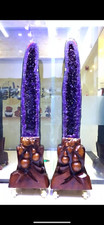 870LB Natural High quality A pair of Amethyst Crystal Church Cathedral geode
