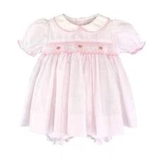 Petit Ami Pink Dot Smocked Dress Set  3 6 9 Months