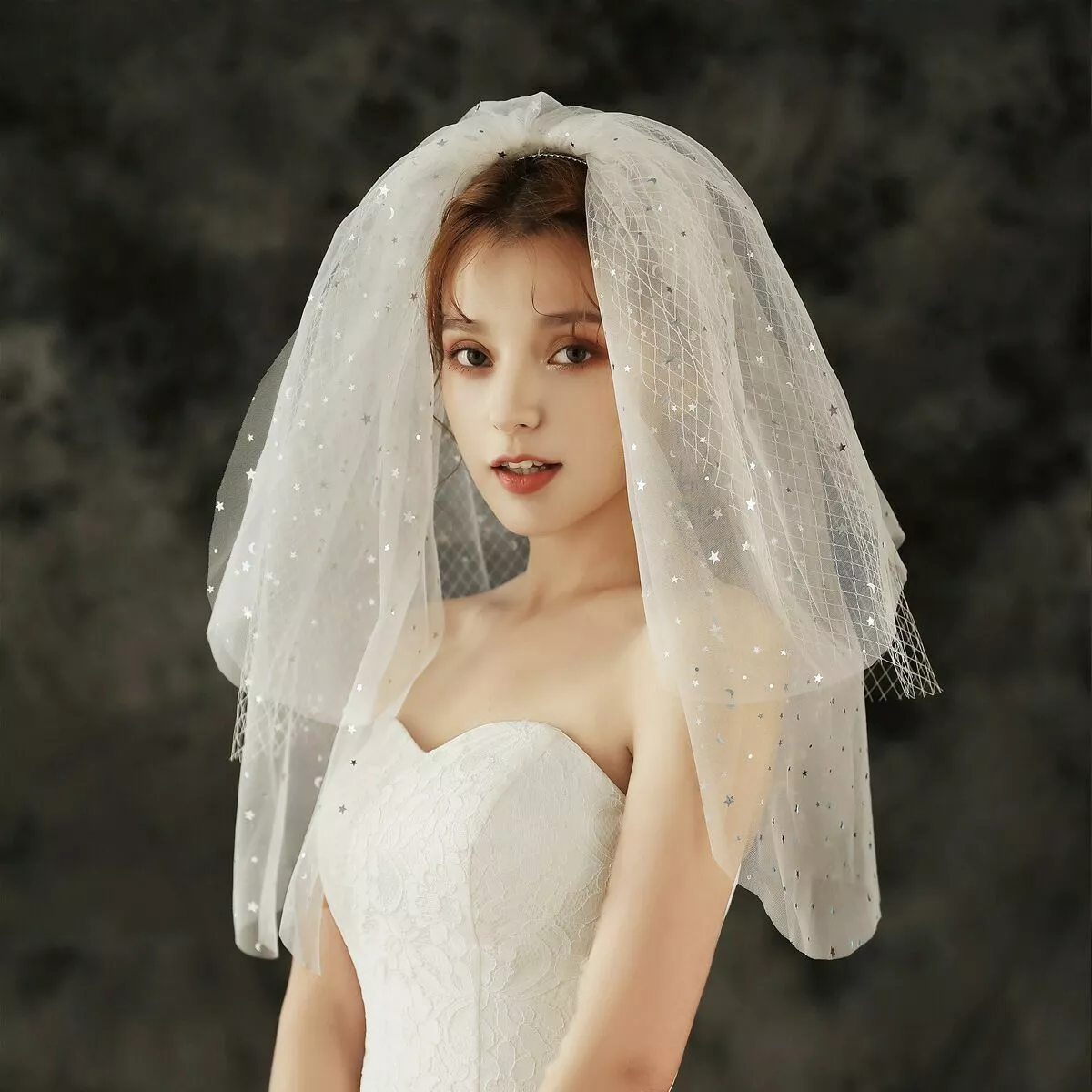 3 T Wedding Veils Sequins with Comb Elbow Length Bridal Bride Veil