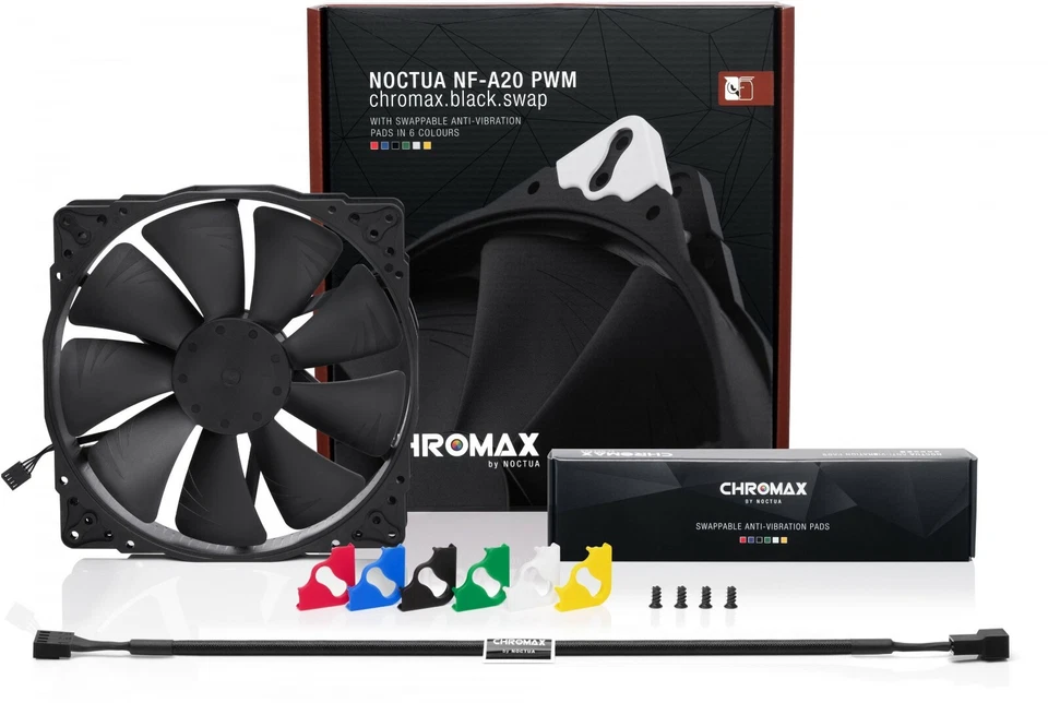 Noctua NF-A20 PWM chromax.black.swap 12V 800RPM 200mm Premium Quality PC Fan - Image 3 of 4