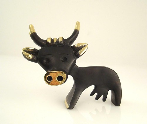 Walter BOSSE Vienna Cute Large COW - PEN HOLDER patinated Brass H70mm Bronze - Picture 5 of 6