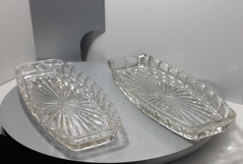 Vintage art deco depression glass 2 sandwich dish/trays & Butter Or Cheese Dish - Picture 17 of 24