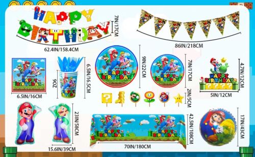 Super Mario Geburtstag Dekoration 123pcs Super Mario Party Deko Teller Ballon - Bild 10 von 10