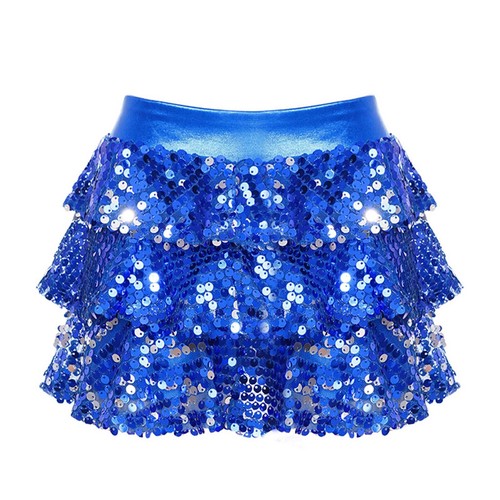 Kids Girls Sequins Tutu Mini Skirt Latin Jazz Dance Dress Gymnastics Costume - Picture 53 of 81