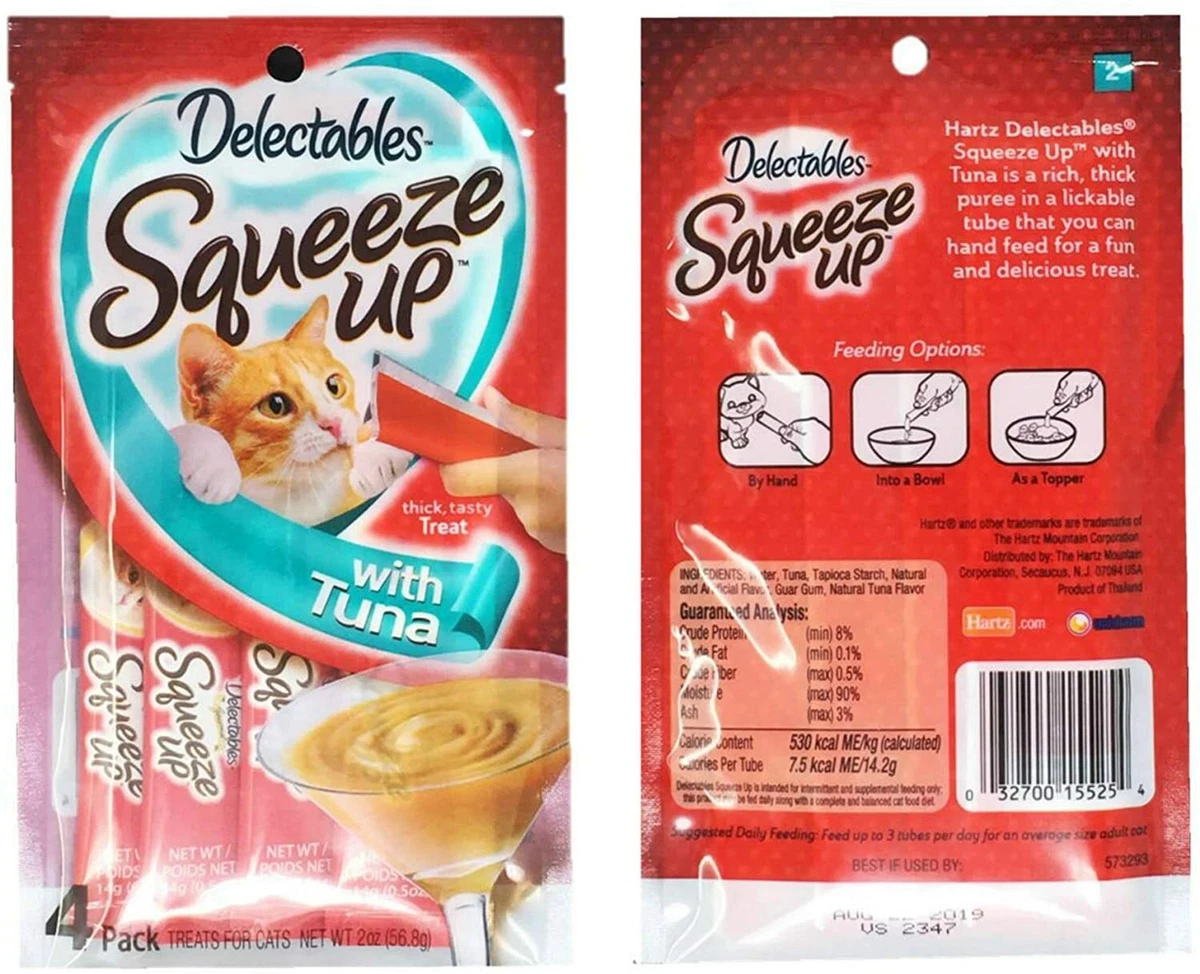 Delectables Squeeze Up Hartz Cat Treats Variety Pack Bundle of 3