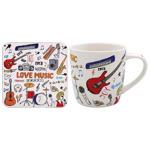 Love Music Mug & Coaster - Music Gift - Music Themed Mug & Coaster