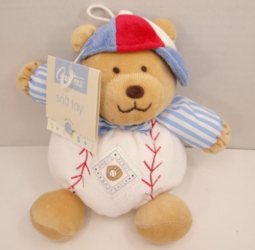 Carters Teddy Bear Baseball Plush Baby's First Baseball 7" NWT