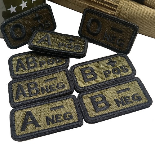 2PCS/ LOT Embroidered Blood Type A B AB O POS NEG Hook Loop Patch Fastener Badge - Picture 3 of 21