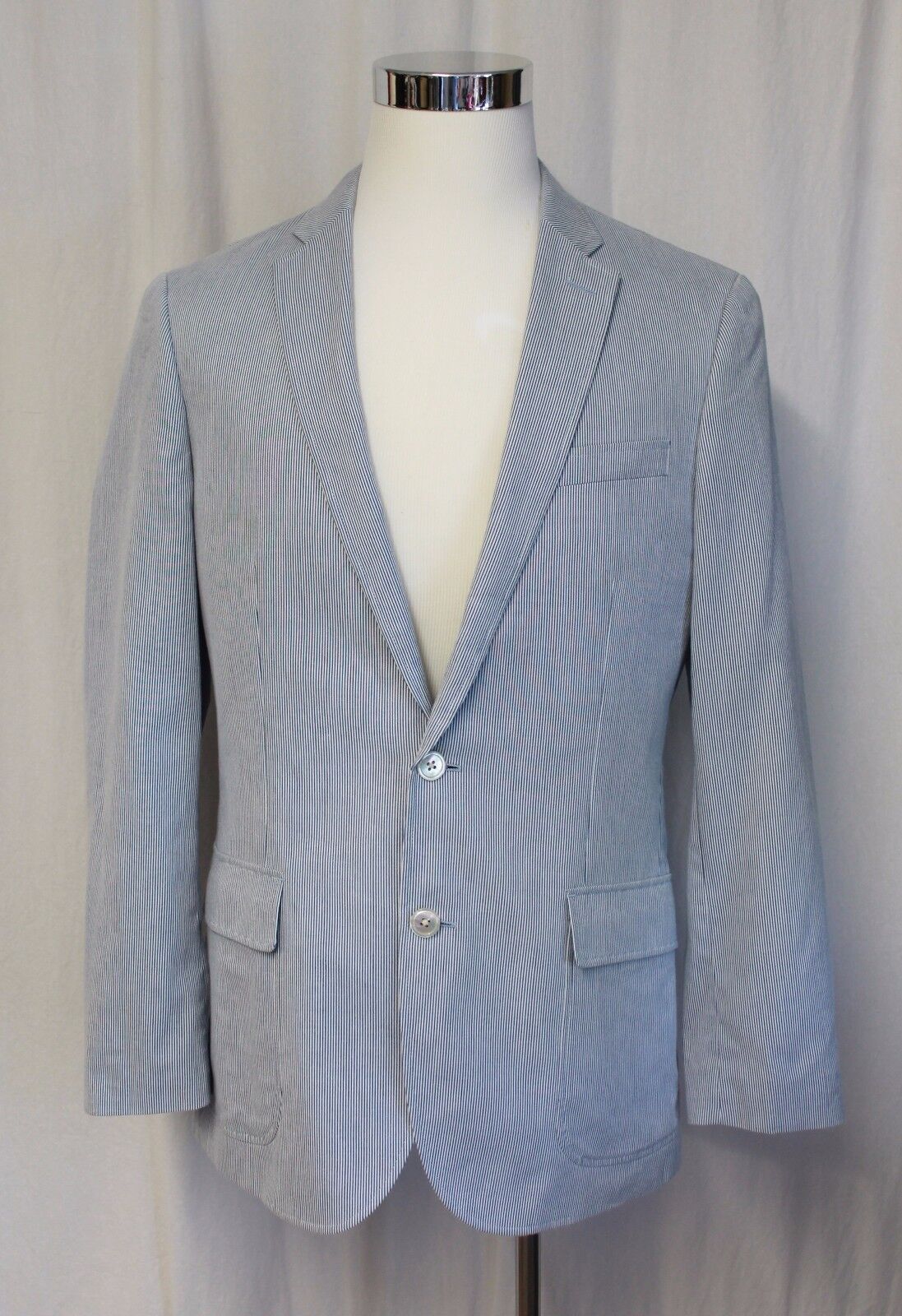 J CREW LUDLOW SPORTCOAT IN ENGINEER STRIPE COTTON blueE WHITE 40R NEW C0563 J CREW LUDLOW SPORTCOAT IN ENGINEER STRIPE COTTON blueE WHITE 40R NEW C0563