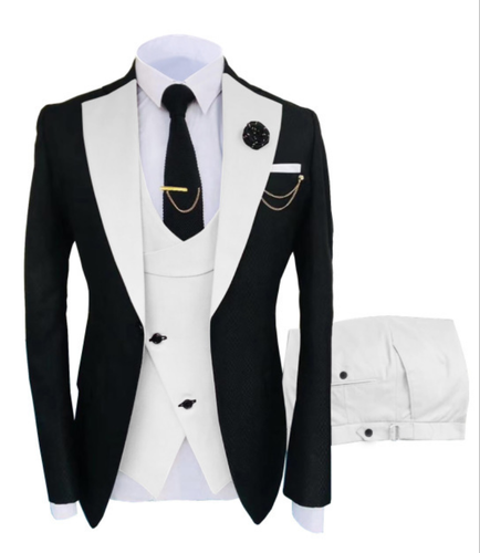 Mens 3 Pcs Suit Groomsmen Formal Wedding Prom Party Tuxedo Suit - Picture 21 of 21
