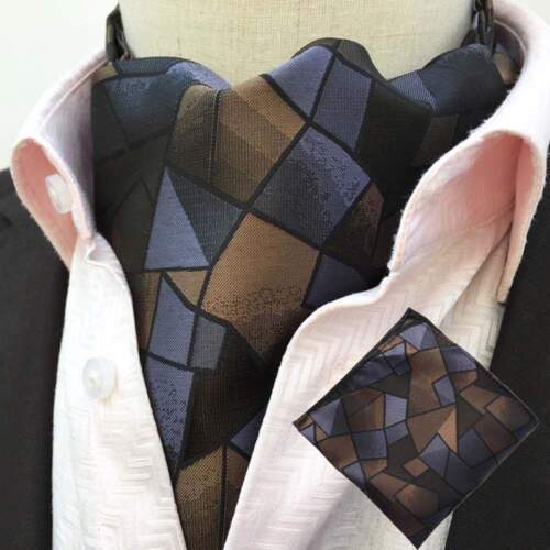 Set uomo classico a pois paisley cravatta ascot fazzoletto sciarpa tasca quadrata - Foto 4 di 9